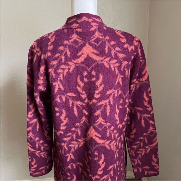 Sundance Beauty Grows Wool Blend Button Front Cardigan. Peach/Melon on Purple - Picture 9 of 10